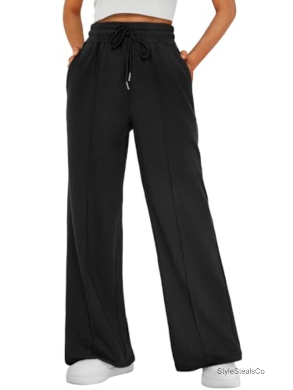 Womens Wide Leg Sweatpants Baggy High Rise Cotton Blend Lounge Pants with
